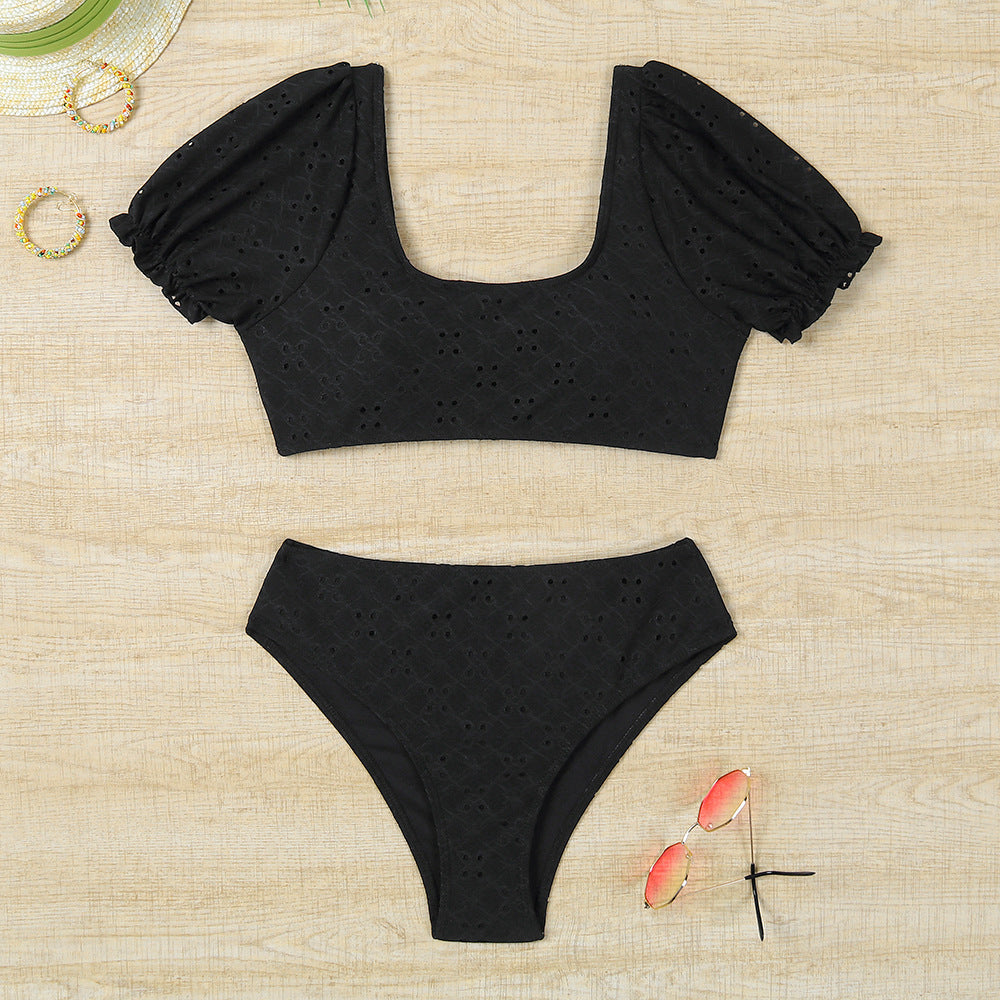 Damen Bikiniset mit Puffärmeln und floralen Details Drune