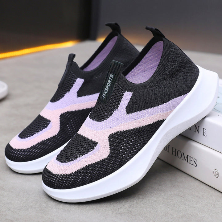 Damen nan nahtloser Strick-Sockensneaker mit elastischem Einstieg, atmungsaktiver Mesh-Struktur und leichter EVA-Dämpfung Drune