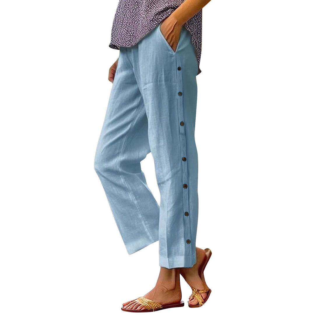 Damen Leichte und luftige Sommerhose mit seitlichen Knöpfen Drune
