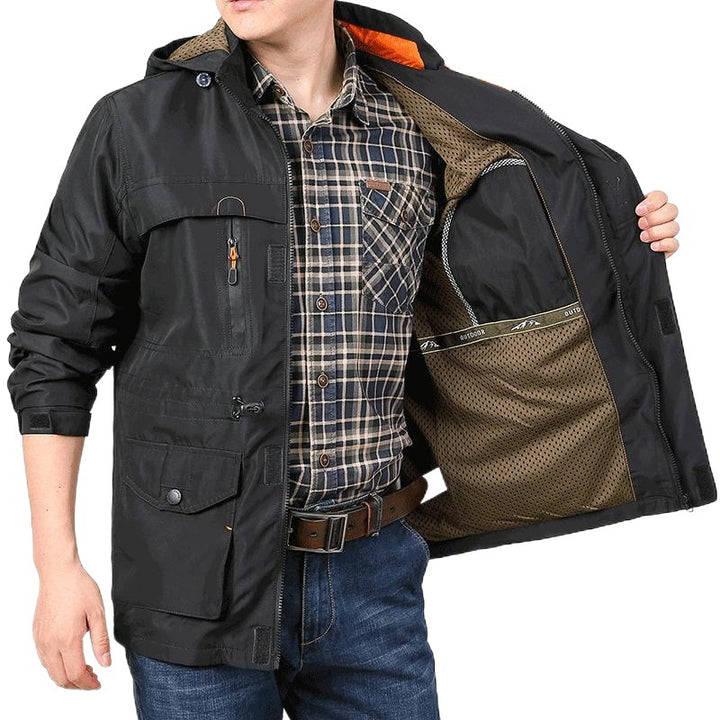 Herren nan leichte winddichte Fieldjacke mit atmungsaktivem Meshinnenfutter, zahlreichen Reißverschluss- und Klappentaschen sowie verstellbaren Ärmelmanschetten Drune