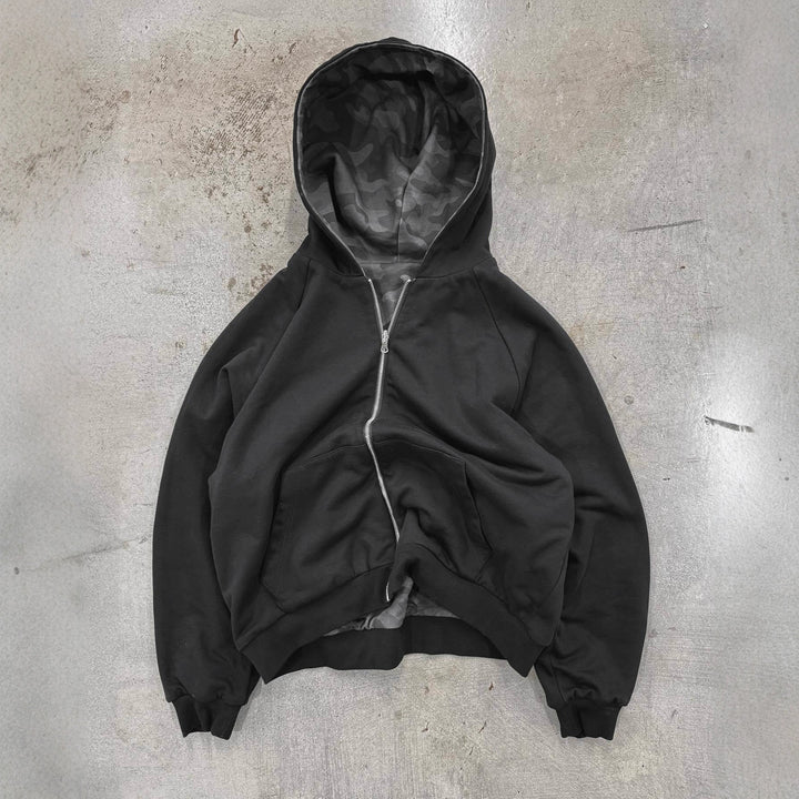 Damen Urbaner Kapuzenpullover mit camouflage Muster und breiten Bündchen Drune