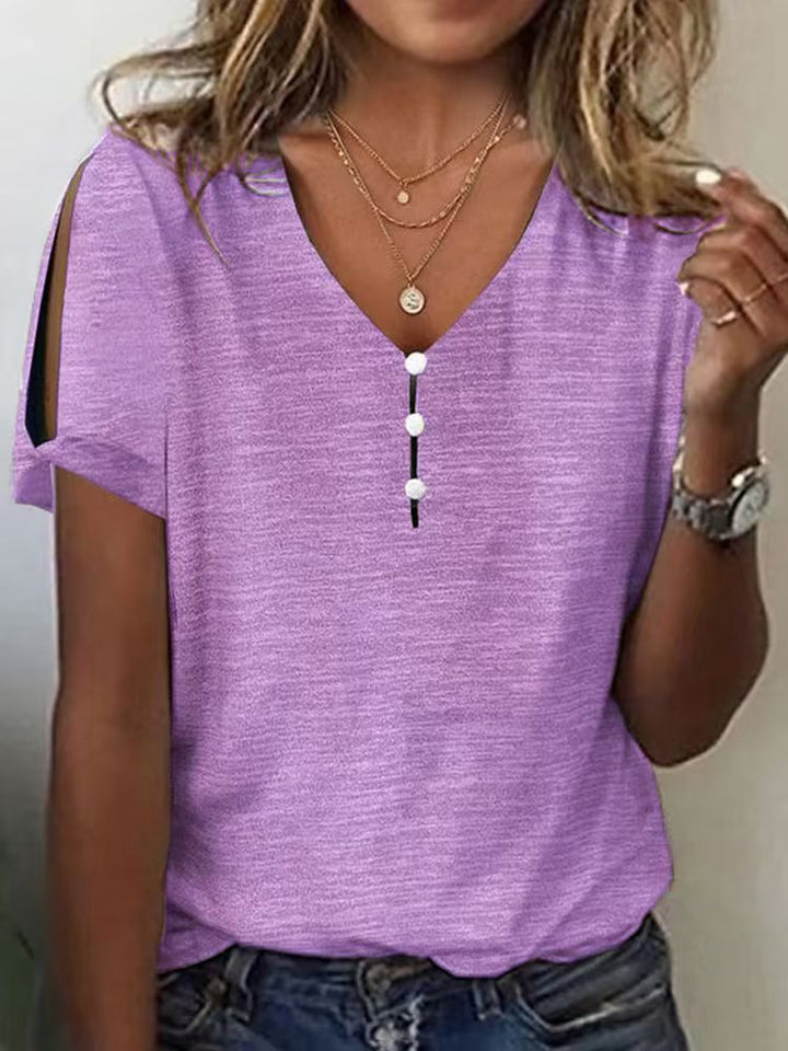 Damen Glitzernde V-Pullover Bluse Drune
