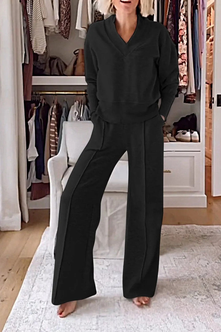 Drune | Lockeres Oberteil und Hose mit weitem Bein Set
