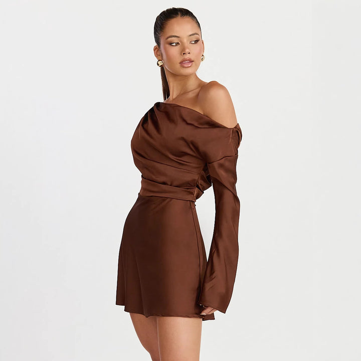 Damen Cocktailkleid mit asymmetrischem Design und elegantem Off-Shoulder-Ausschnitt Drune
