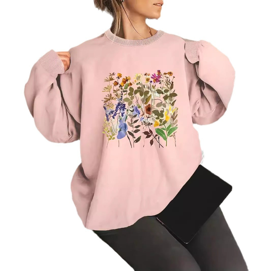 Damen Sweatshirt mit floralem Motiven und bequemer Passform Drune