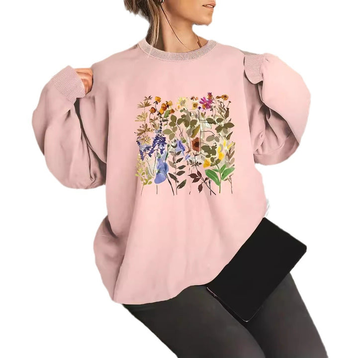 Damen Sweatshirt mit floralem Motiven und bequemer Passform Drune