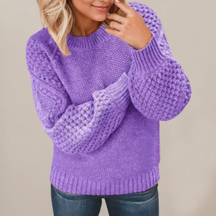 Damen Grober Strickpullover mit voluminösen Ärmeln und strukturierter Oberfläche Drune