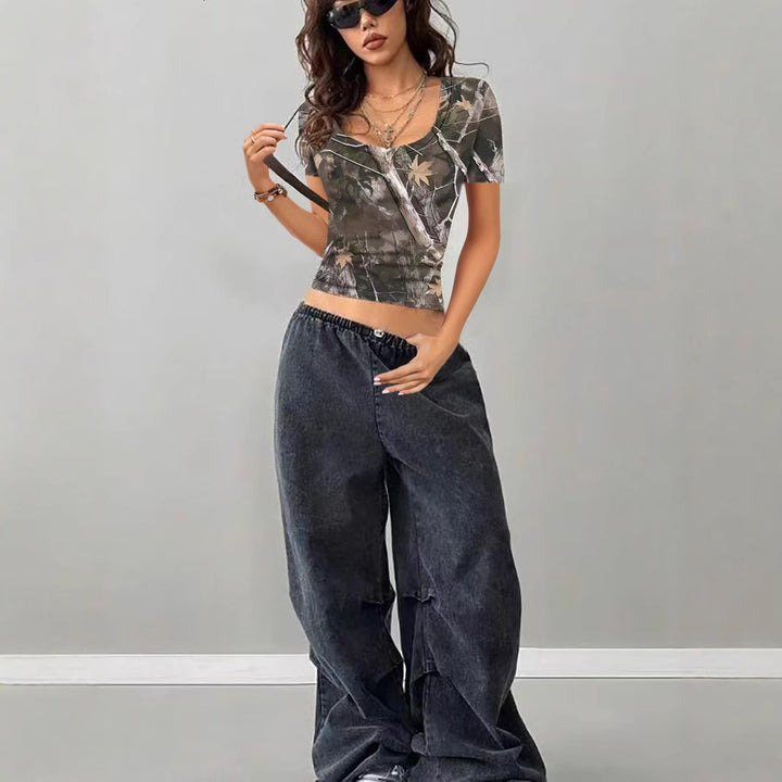 Damen Camouflage T-Shirt mit figurbetontem Schnitt Drune