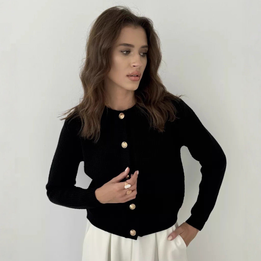 Damen Strickjacke mit Knopfdetails und modernem Strukturmuster Drune