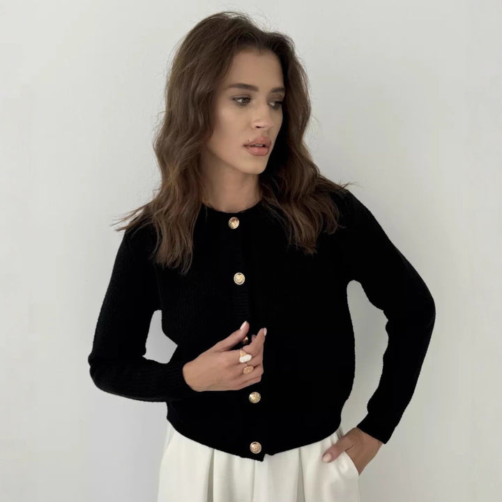 Damen Strickjacke mit Knopfdetails und modernem Strukturmuster Drune