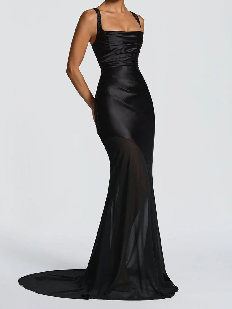 Damen Elegantes Chiffon-Abendkleid mit figurbetontem Schnitt Drune