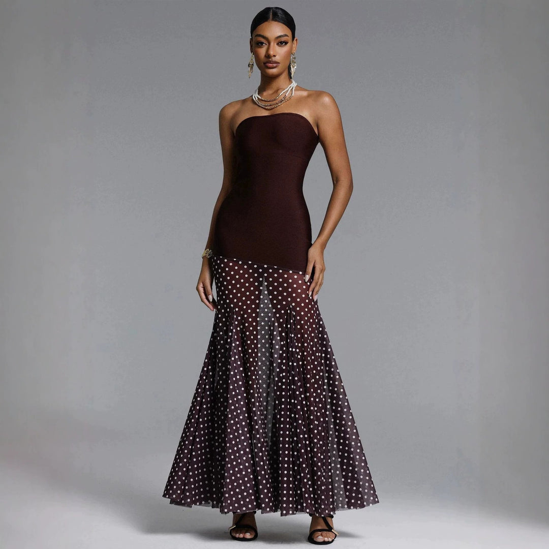 Damen Elegantes Stretch-Top mit transparentem Rüschenrock Drune