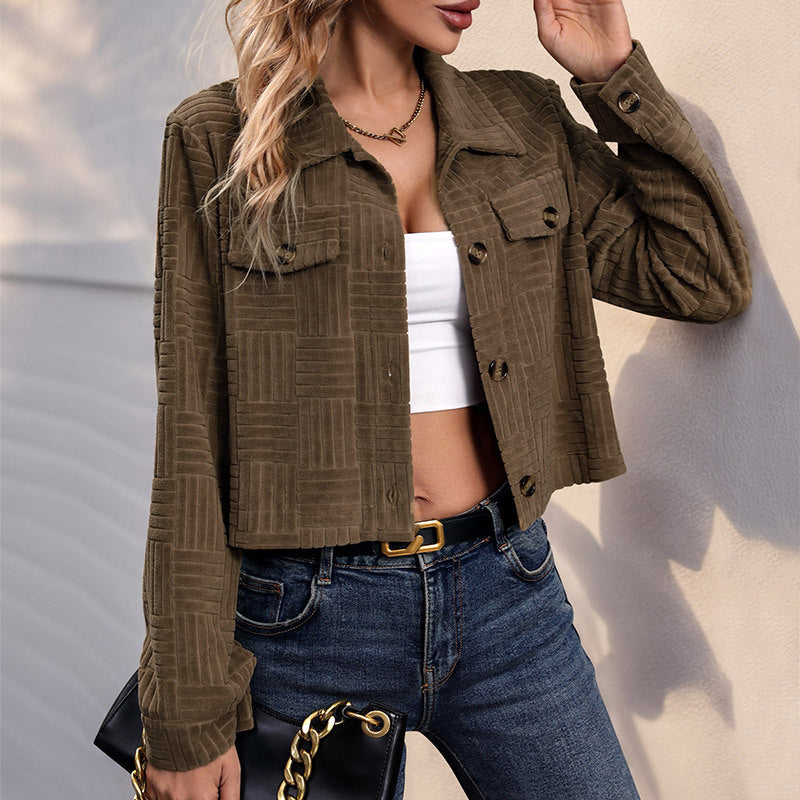 Damen lässiger Blouson mit strukturiertem Design und praktischen Taschen Drune
