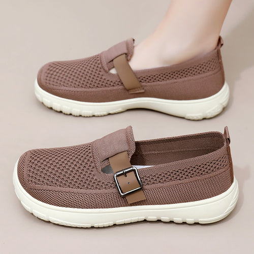 Damen nan atmungsaktiver Strick-Slip-On mit verstellbarer Metallschnalle und federnder Leicht-EVA-Sohle Drune