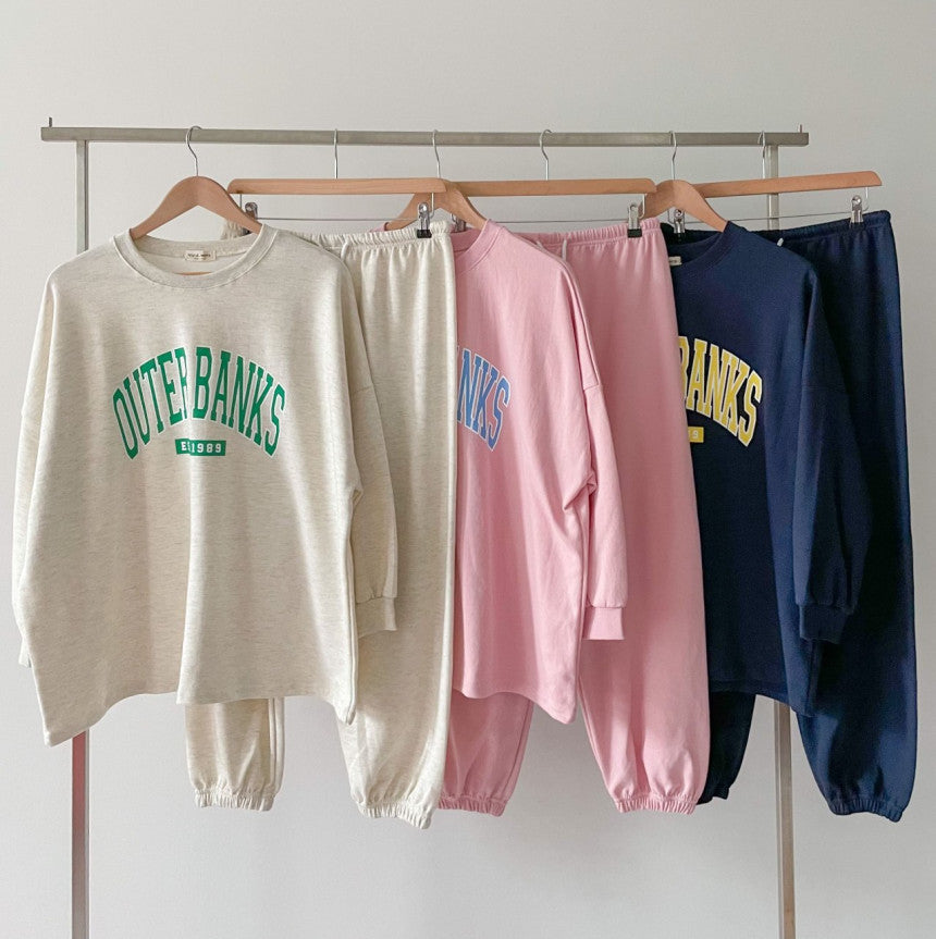 Damen lässiges Sweatshirt- und Jogginghose-Set mit eingesticktem Logo Drune