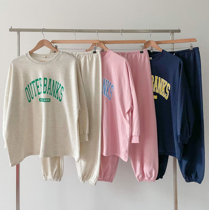 Damen lässiges Sweatshirt- und Jogginghose-Set mit eingesticktem Logo Drune