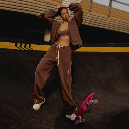 Damen lässiger Sportanzug mit Oversized Hoodie und Jogginghose Drune
