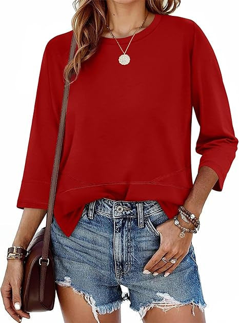 Damen lässiger Pullover mit drei Viertel-Ärmeln Drune