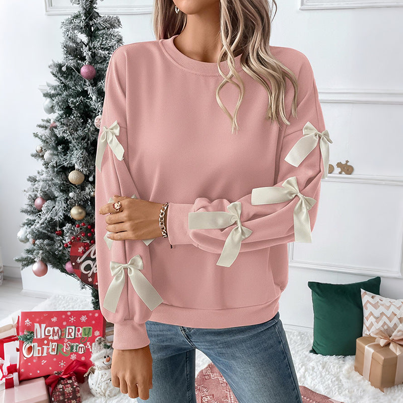 Damen Oversized Sweater mit verspielten Schleifendetails Drune