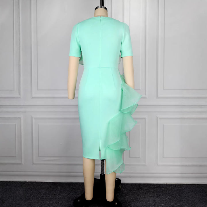 Damen figurbetontes Abendkleid mit Rüschenakzenten Drune