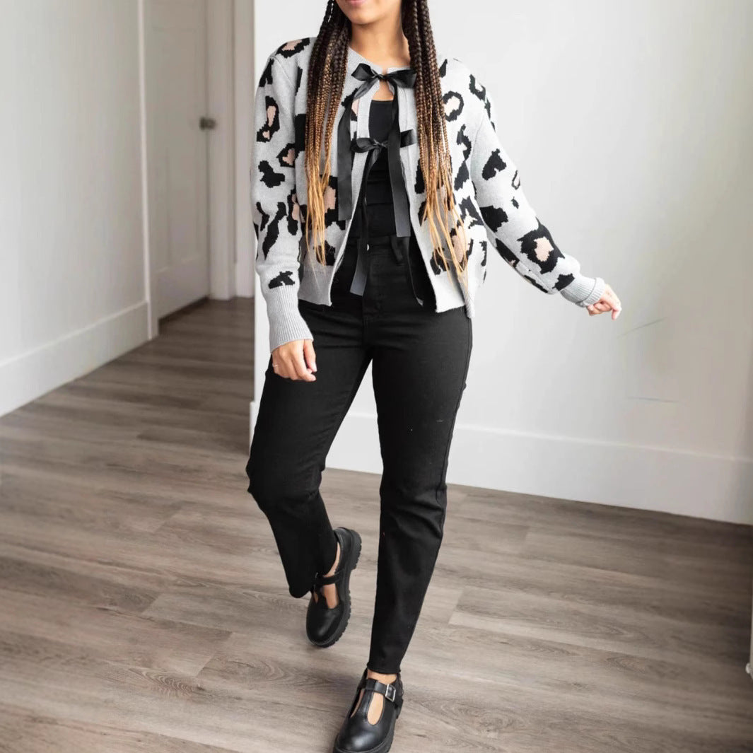 Damen niedliche Cardigan mit Schleifen-Detail Drune