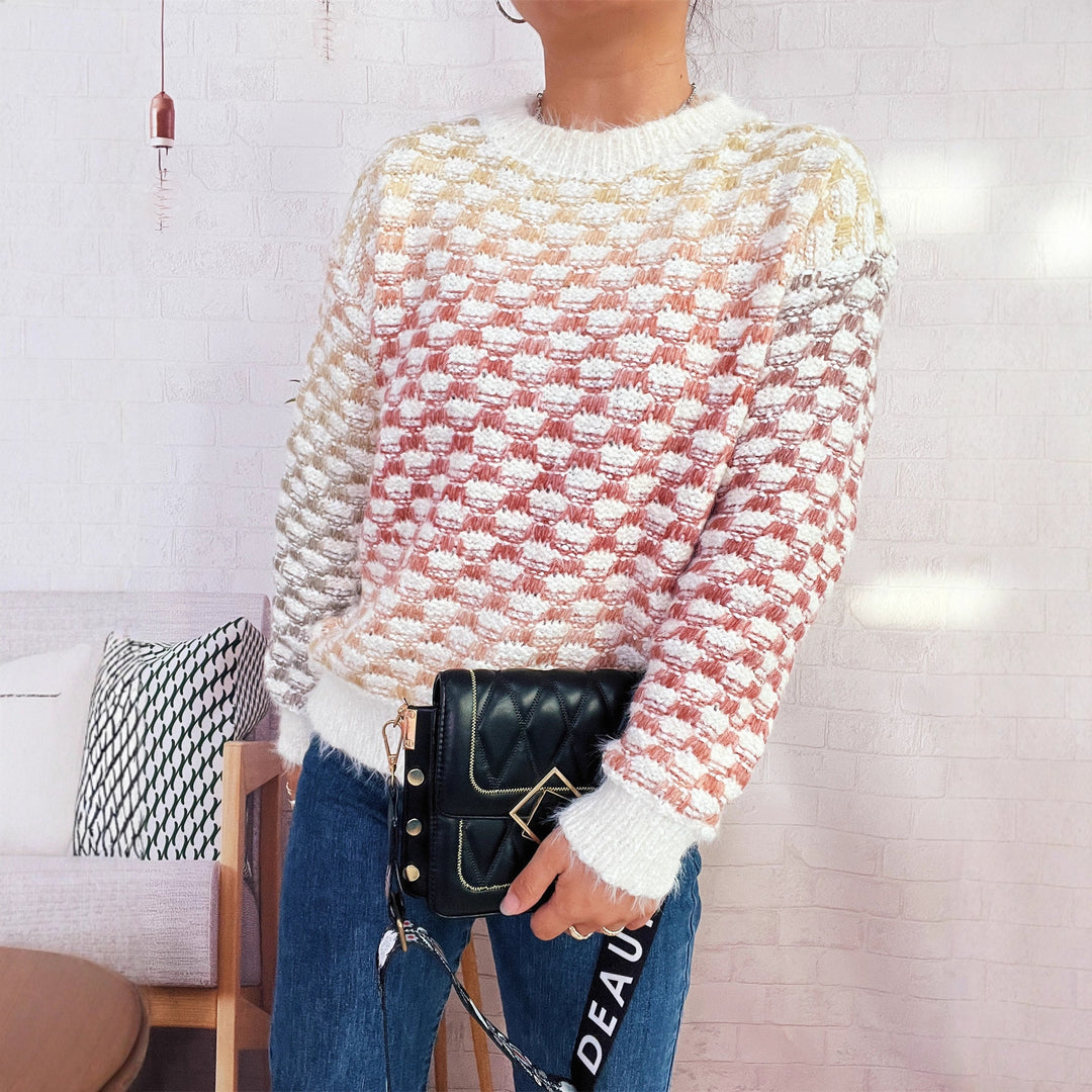 Damen kuscheliger Strickpullover mit strukturiertem Muster Drune