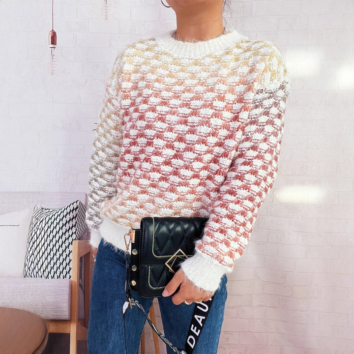Damen kuscheliger Strickpullover mit strukturiertem Muster Drune