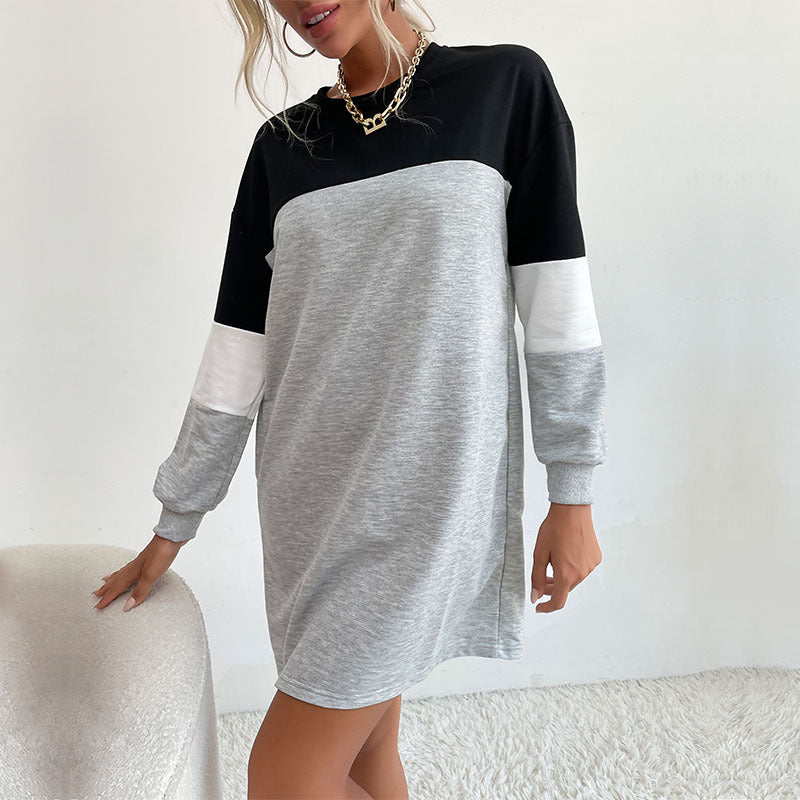 Damen Freizeitkleid mit modischen Farbblockdetails und lässigem Schnitt Drune