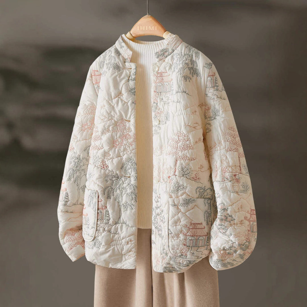 Damen Leichte gesteppte Jacke mit eleganten Stickereien Drune