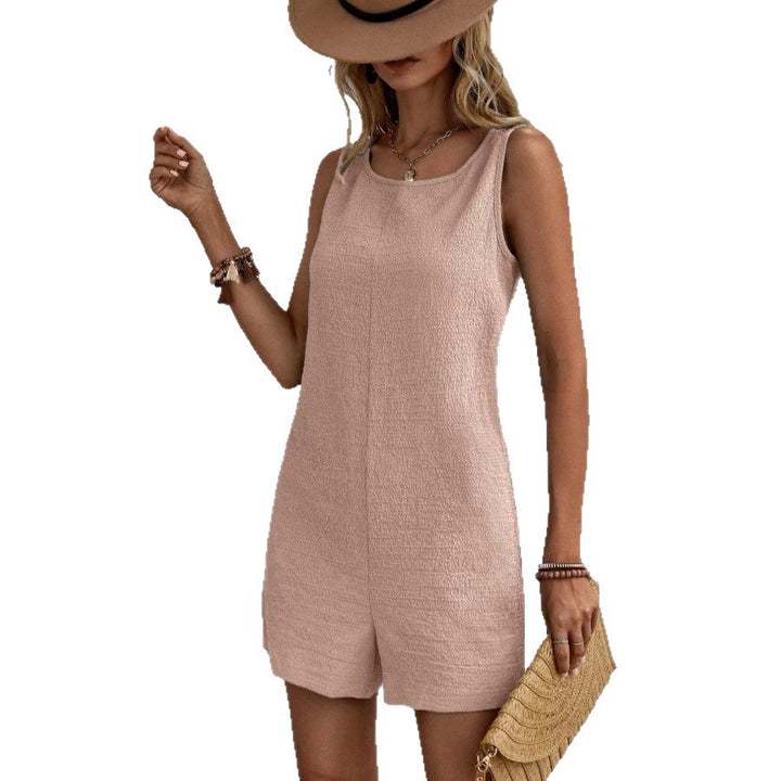Damen Shorts-Jumpsuit mit elegantem V-Ausschnitt und strukturiertem Stoff Drune