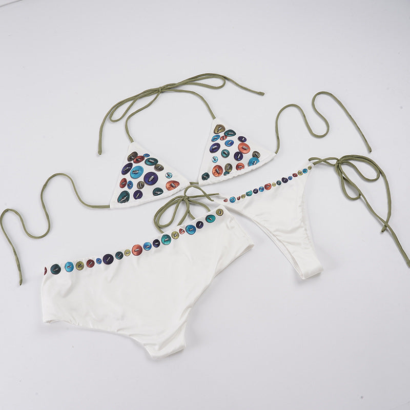 Damen Bikini-Set mit verspieltem Dekor und Bindeakzenten Drune