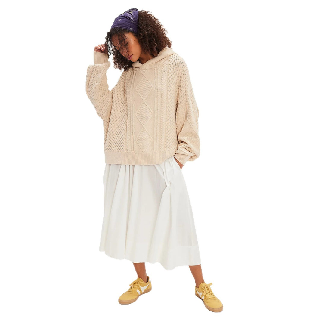 Damen Grobstrick-Hoodie mit stilvollem Zopfmuster Drune