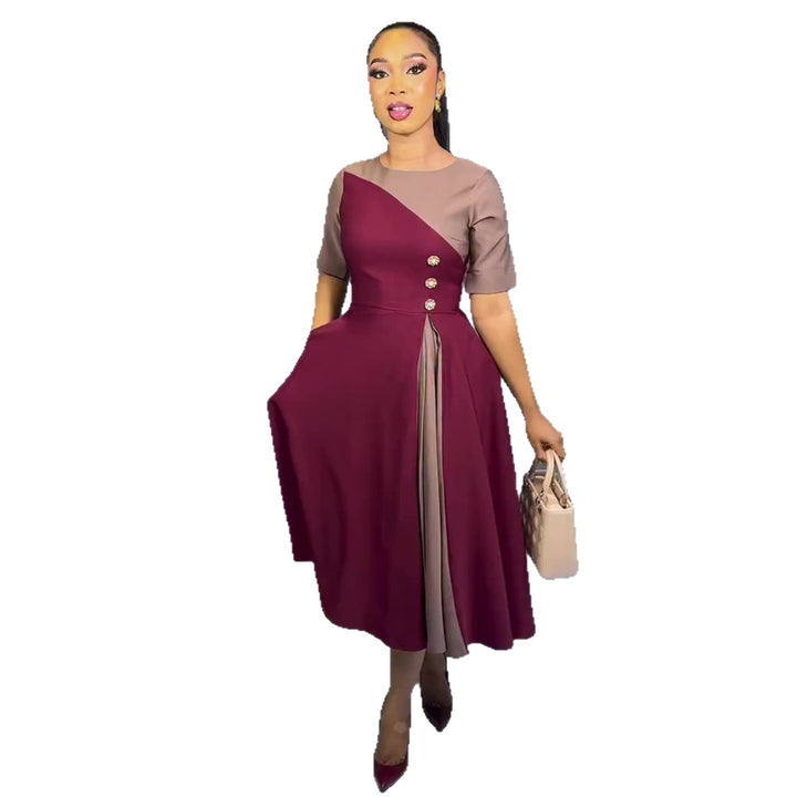 Damen Midikleid mit asymmetrischem Design und Knopfdetails Drune