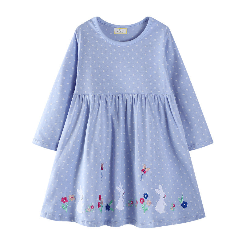 Mädchen Baumwollkleid mit niedlichem Hasenmotiv Drune