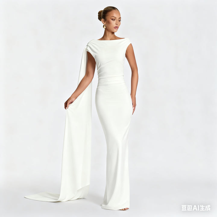 Damen Elegantes Langes Abendkleid mit Ein-Schulter-Design Drune