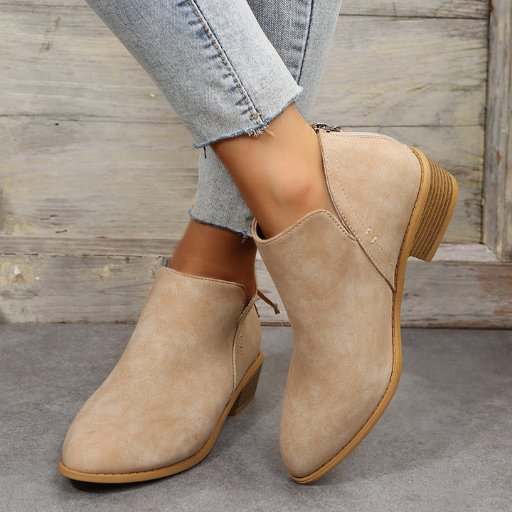 Damen Ankle Boots mit elegantem Reißverschluss und komfortablem Blockabsatz Drune