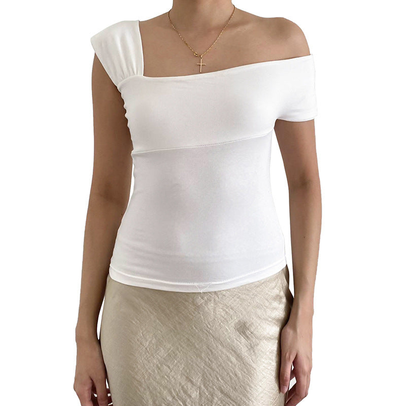 Damen modernes asymmetrisches Oberteil mit trendigem One-Shoulder-Design Drune