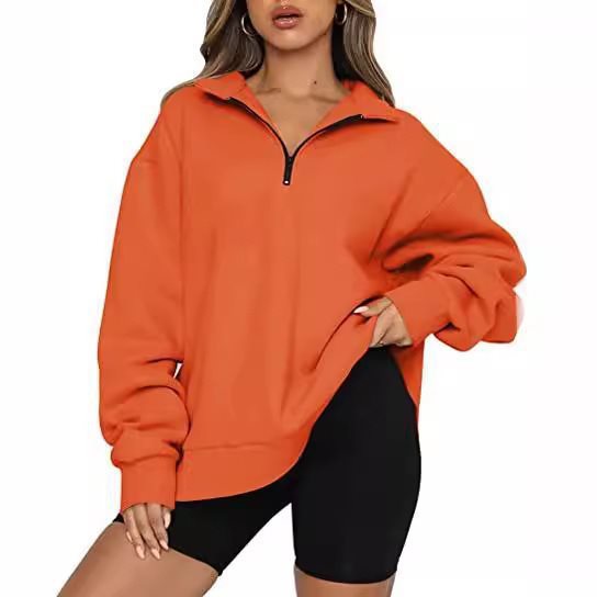 Damen Sportlicher Sweater mit Halbreißverschluss und oversized Passform Drune