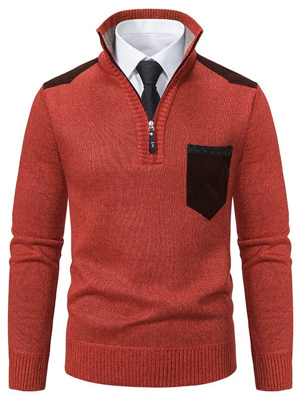 Herren modischer Pullover mit kurzem Reißverschluss und eleganten Details Drune