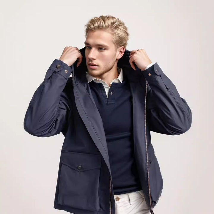 Herren funktionale Übergangsjacke mit abnehmbarer Kapuze Drune