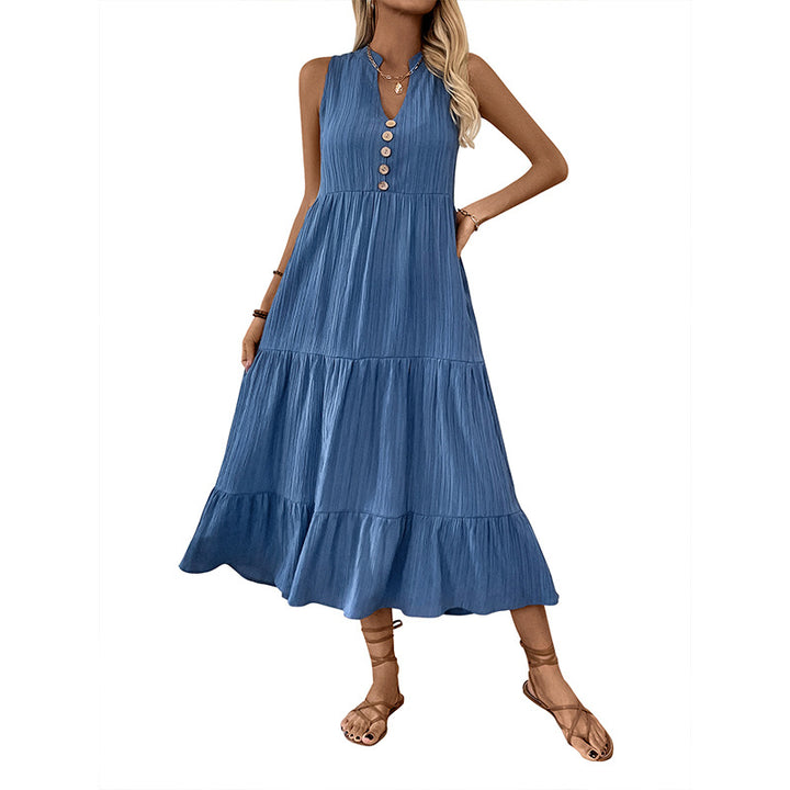 Damen elegantes Maxikleid mit Knopfleiste und lässigem Schnitt Drune