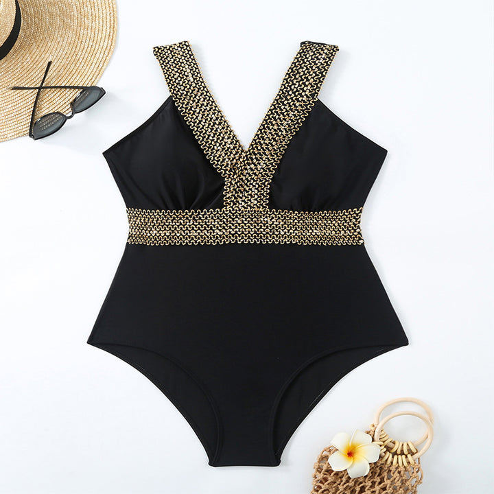Damen Eleganter Badeanzug mit Goldverzierungen Drune