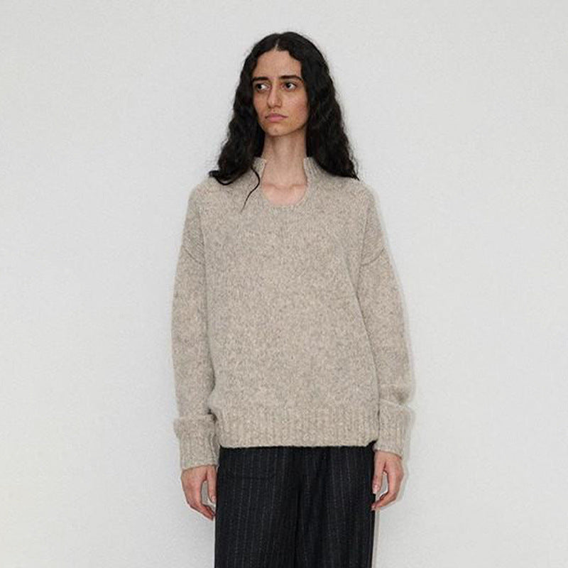Damen Grobstrickpullover mit steigendem Kragen Drune