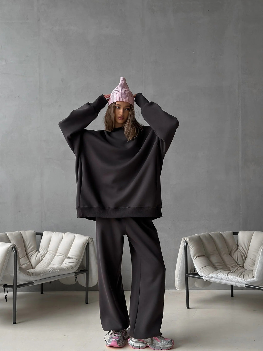 Damen Lässiges Oversized Sweatshirt- und Jogginghose-Set Drune