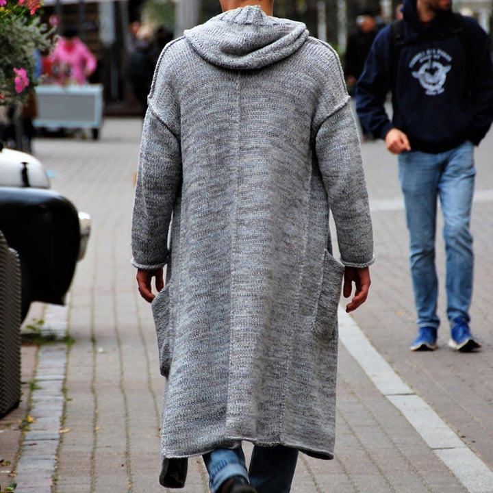 Herren Langer Strickmantel mit modernem Design und lässigen Details Drune