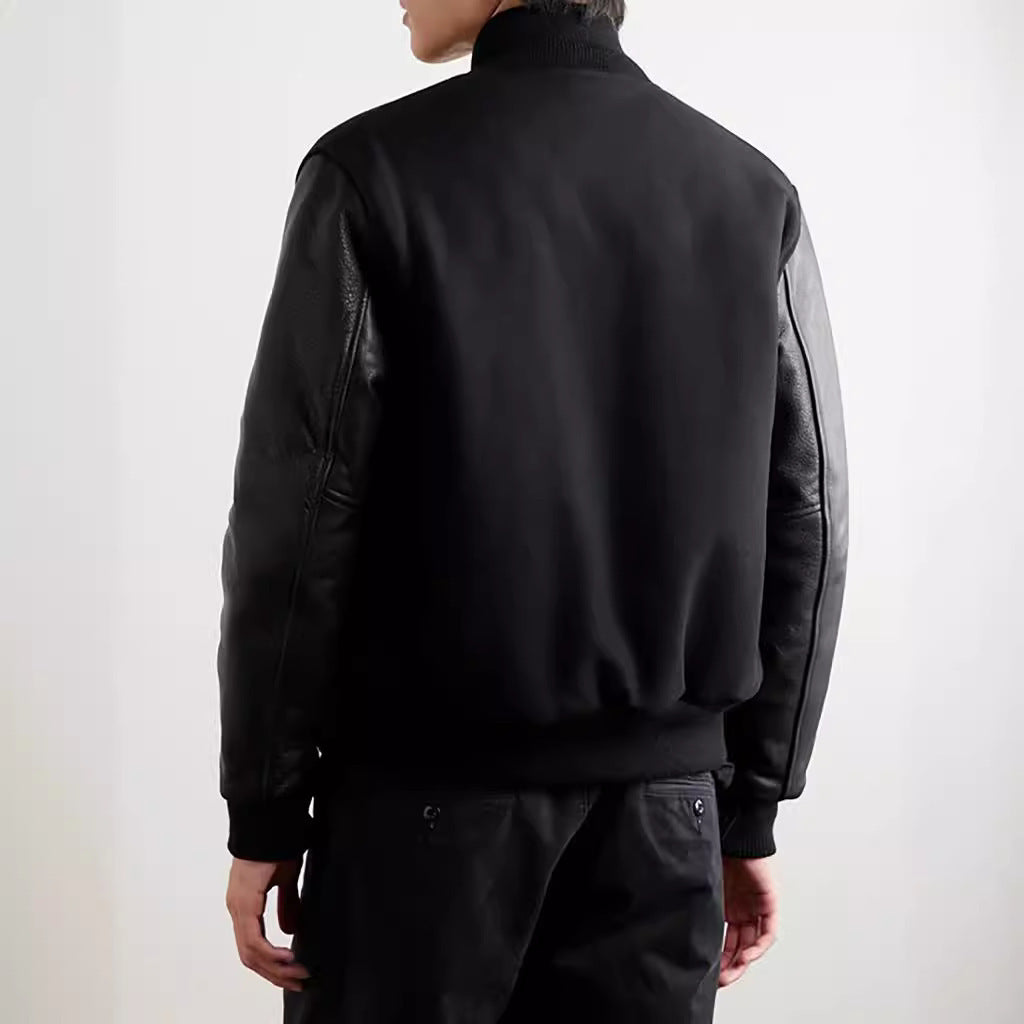 Herren sportliche Collegejacke mit Lederärmeln Drune