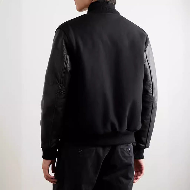 Herren sportliche Collegejacke mit Lederärmeln Drune