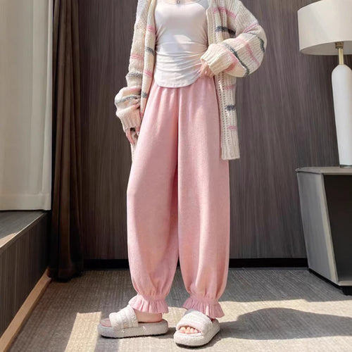 Damen bequeme Palazzohose aus glänzendem Material Drune