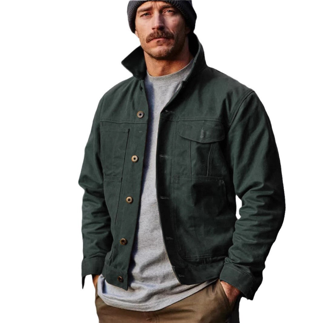 Herren leichte Utility-Jacke mit praktischen Taschen und stylischem Stehkragen Drune