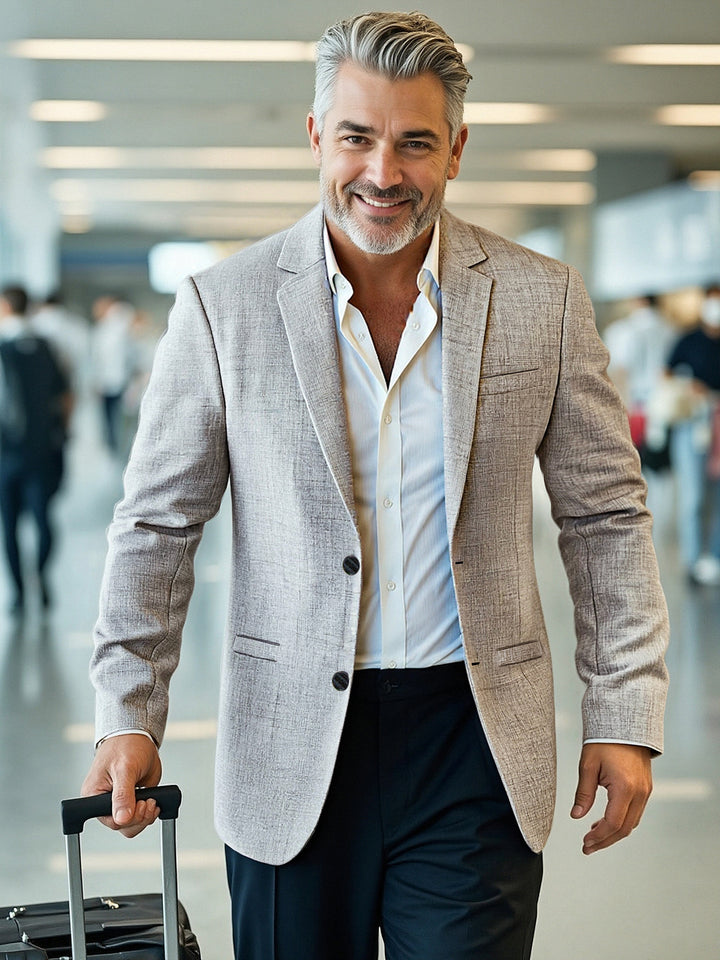 Herren eleganter, strukturierter Blazer mit modernem Schnitt Drune